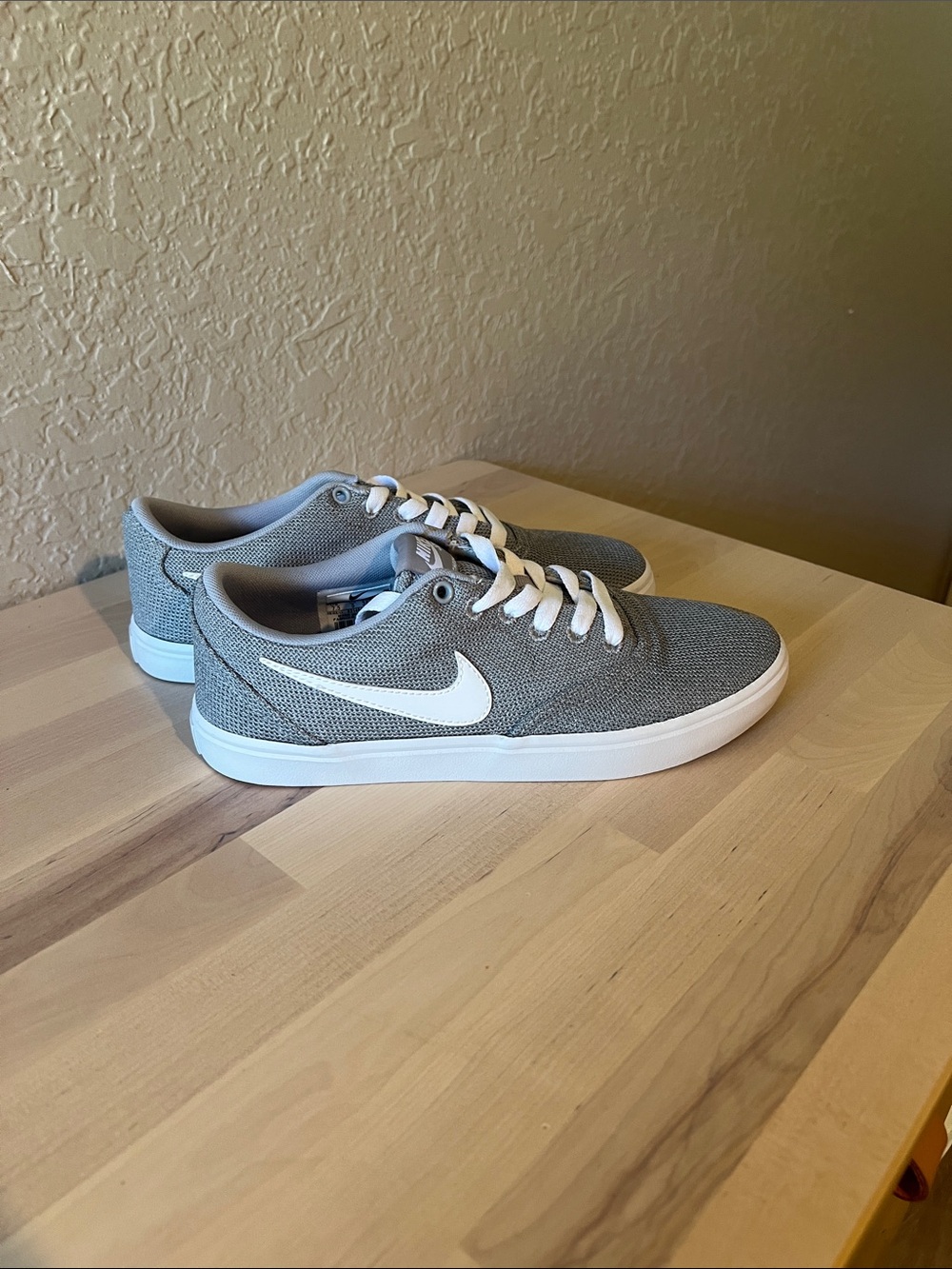 Nike Gray Mesh Low-Top Sneakers with White Swoosh